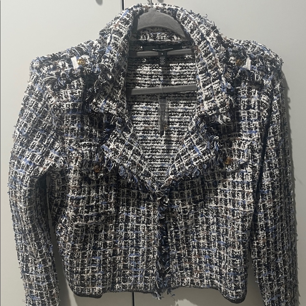 White House Black Market Tweed Blazer - Black, White, and Blue - Picture 4 of 6